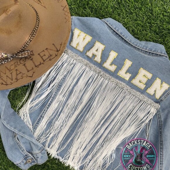NEW Wallen Denim Jacket Fringe - Picture 5 of 5